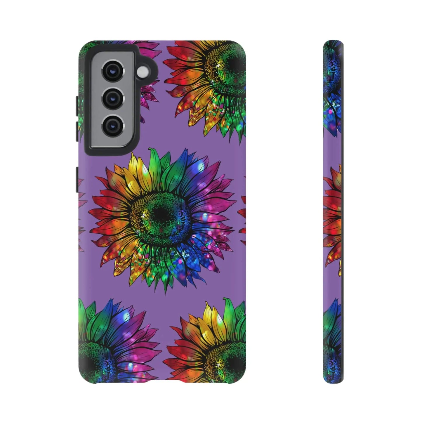 Jeweled Sunflower Rainbow in Purple Tough Phone Cases