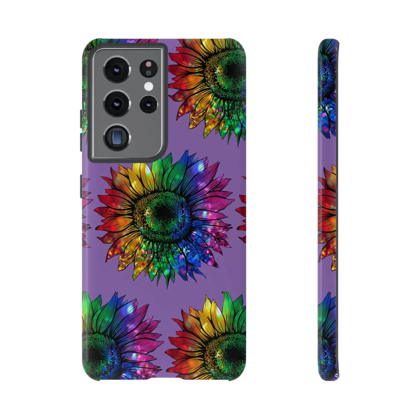 Jeweled Sunflower Rainbow in Purple Tough Phone Cases