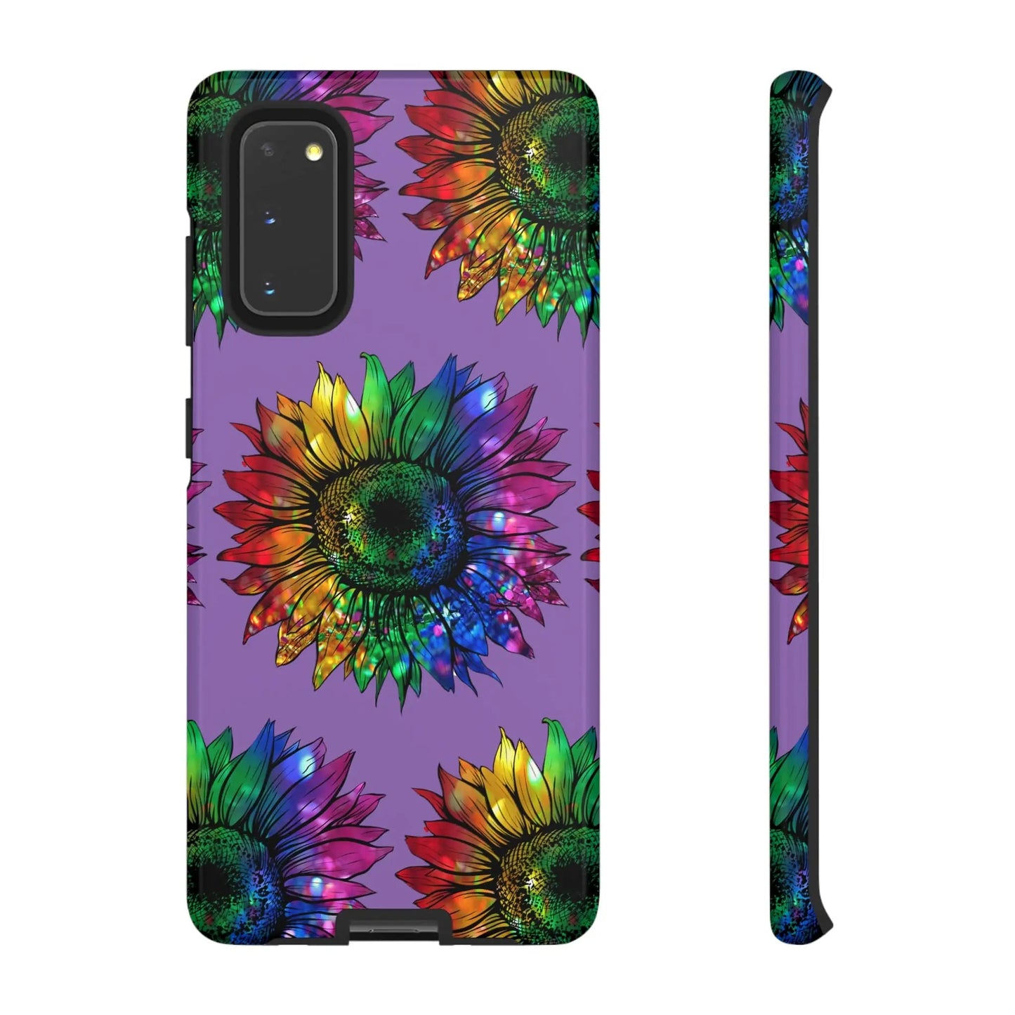 Jeweled Sunflower Rainbow in Purple Tough Phone Cases