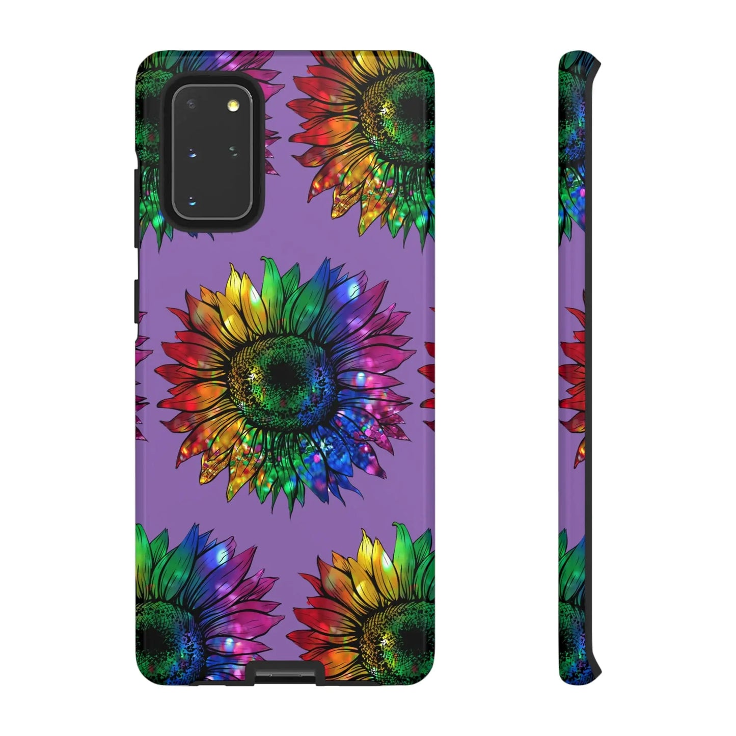 Jeweled Sunflower Rainbow in Purple Tough Phone Cases