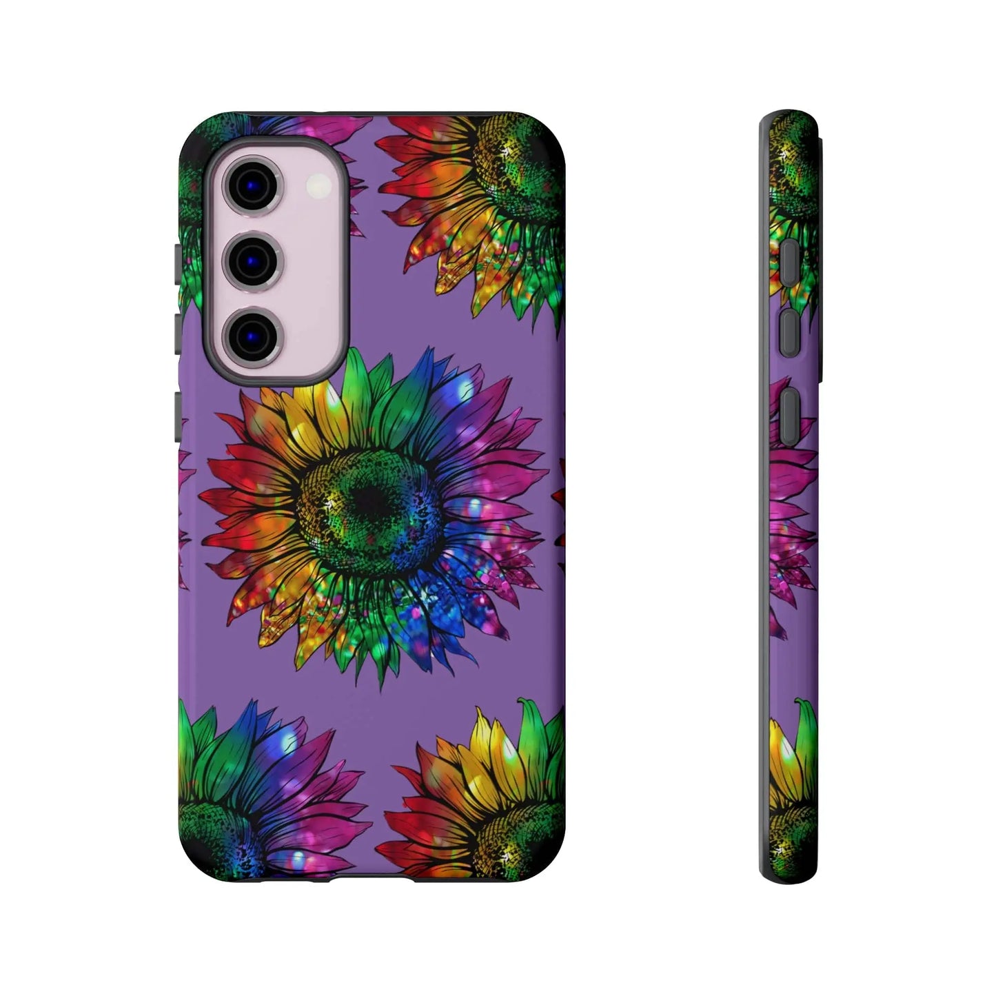 Jeweled Sunflower Rainbow in Purple Tough Phone Cases