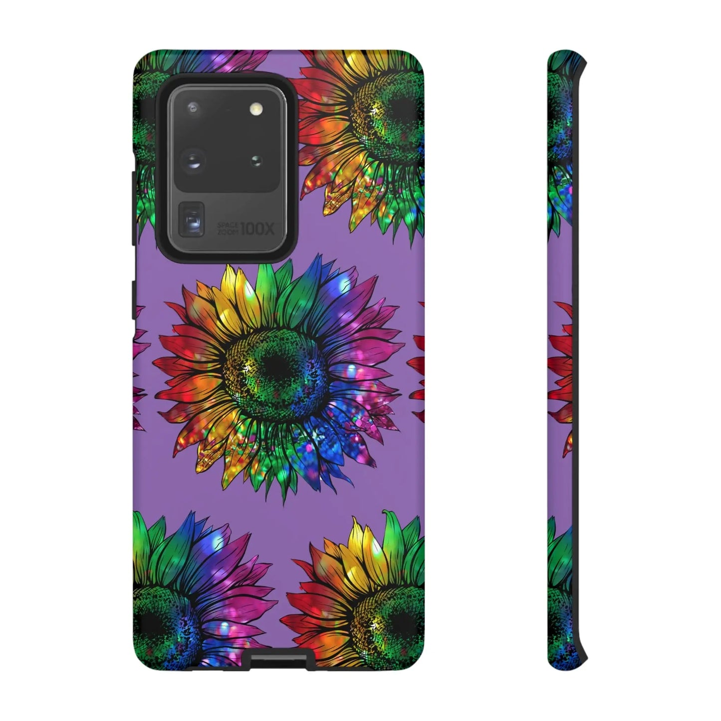 Jeweled Sunflower Rainbow in Purple Tough Phone Cases