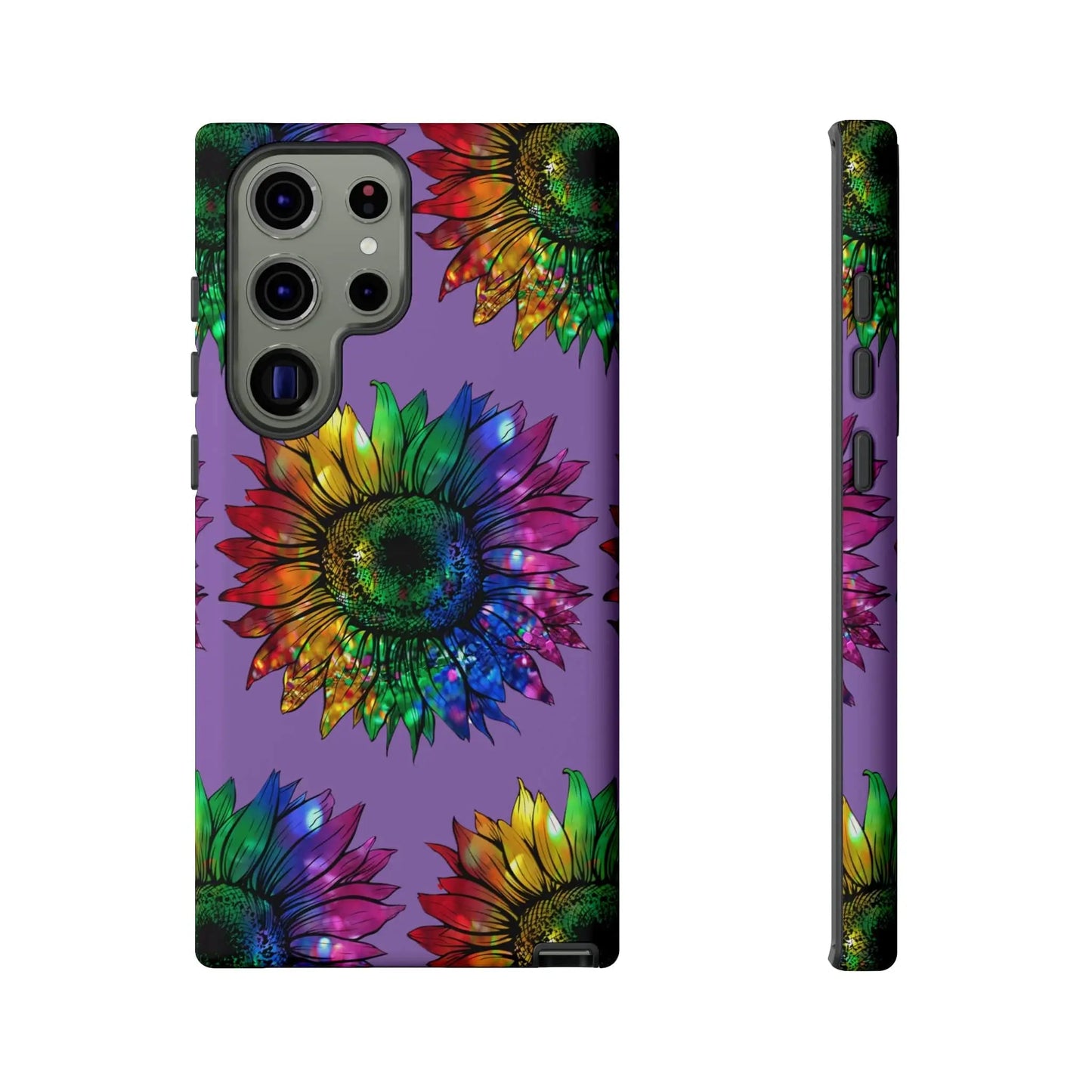 Jeweled Sunflower Rainbow in Purple Tough Phone Cases