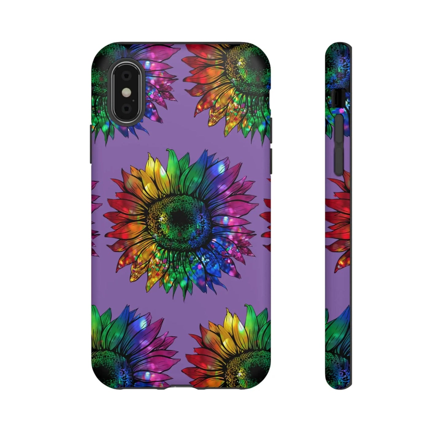 Jeweled Sunflower Rainbow in Purple Tough Phone Cases