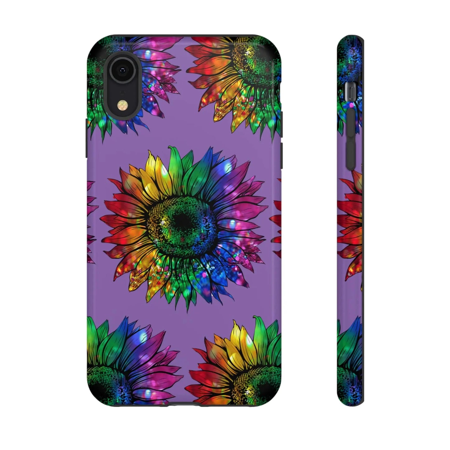 Jeweled Sunflower Rainbow in Purple Tough Phone Cases