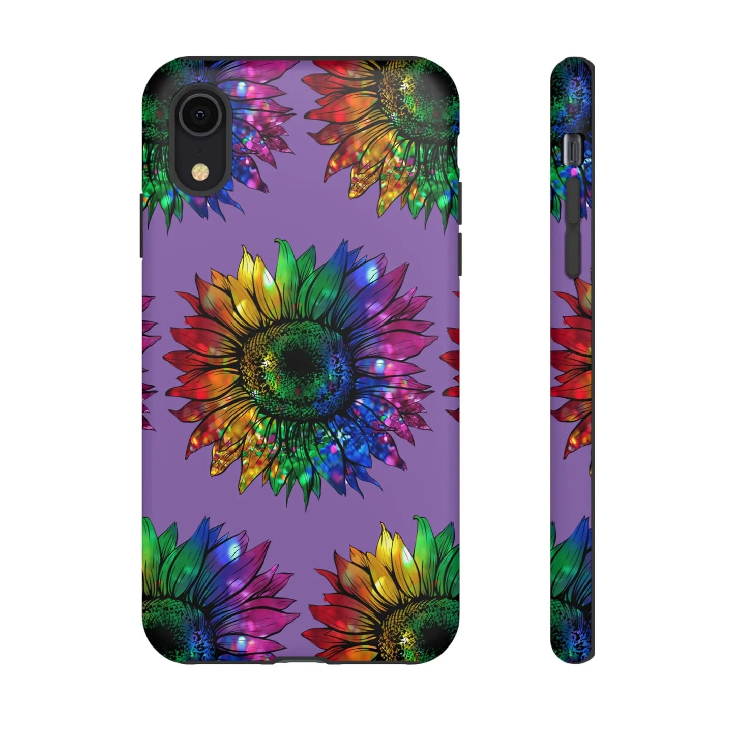 Jeweled Sunflower Rainbow in Purple Tough Phone Cases