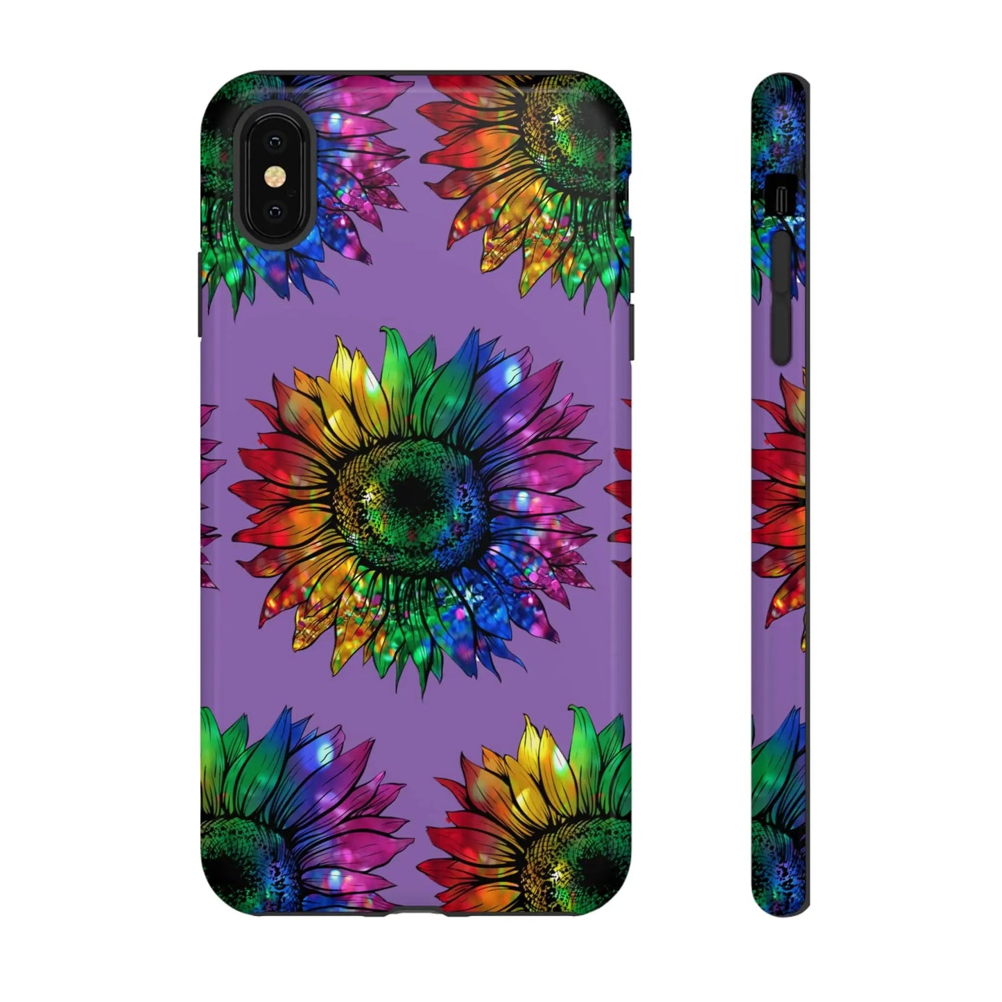 Jeweled Sunflower Rainbow in Purple Tough Phone Cases