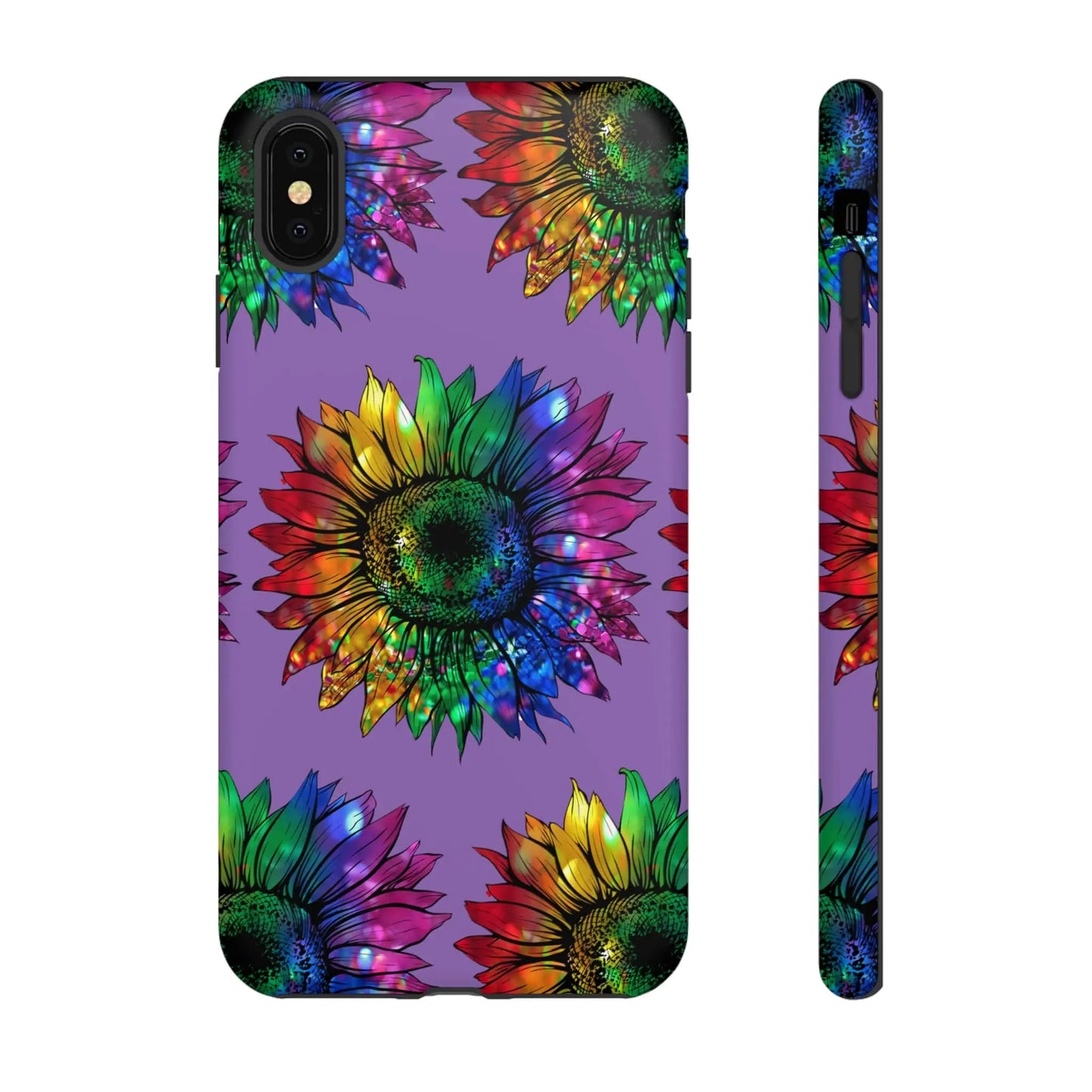 Jeweled Sunflower Rainbow in Purple Tough Phone Cases