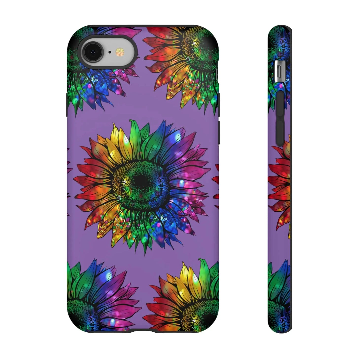 Jeweled Sunflower Rainbow in Purple Tough Phone Cases