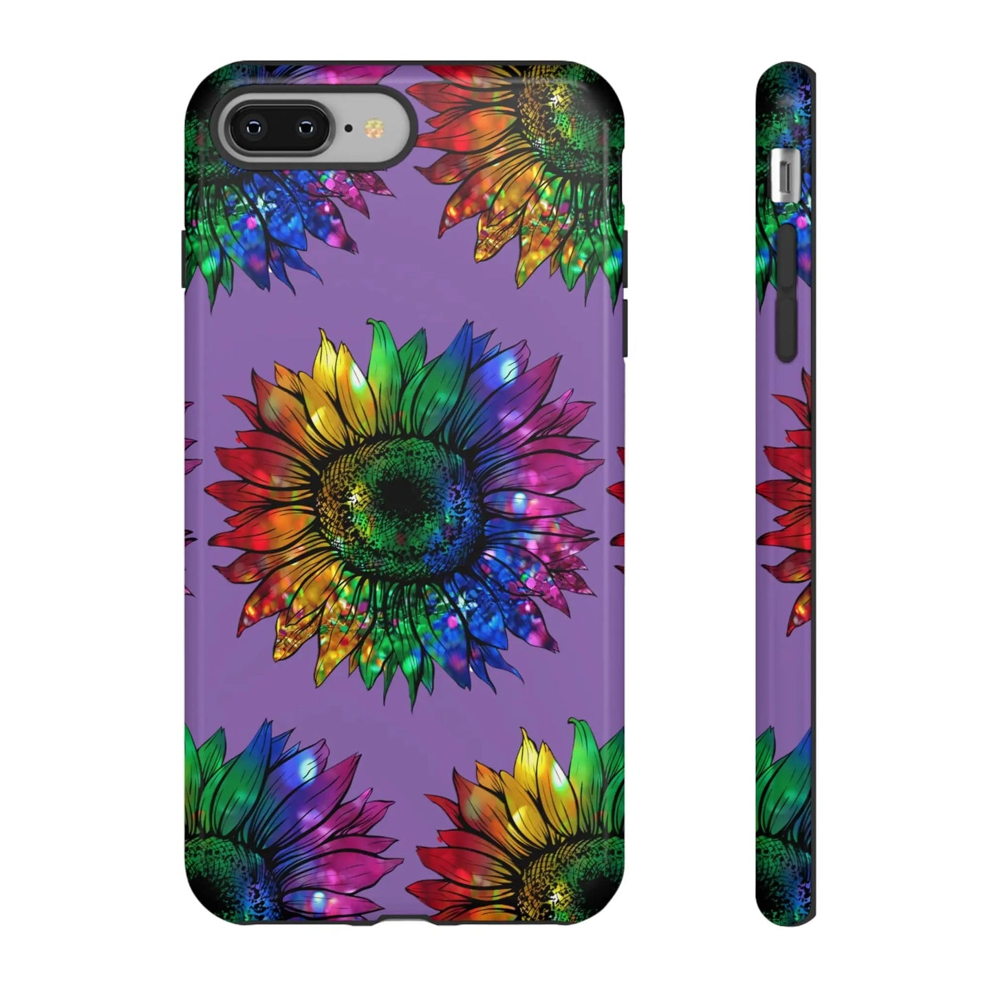 Jeweled Sunflower Rainbow in Purple Tough Phone Cases