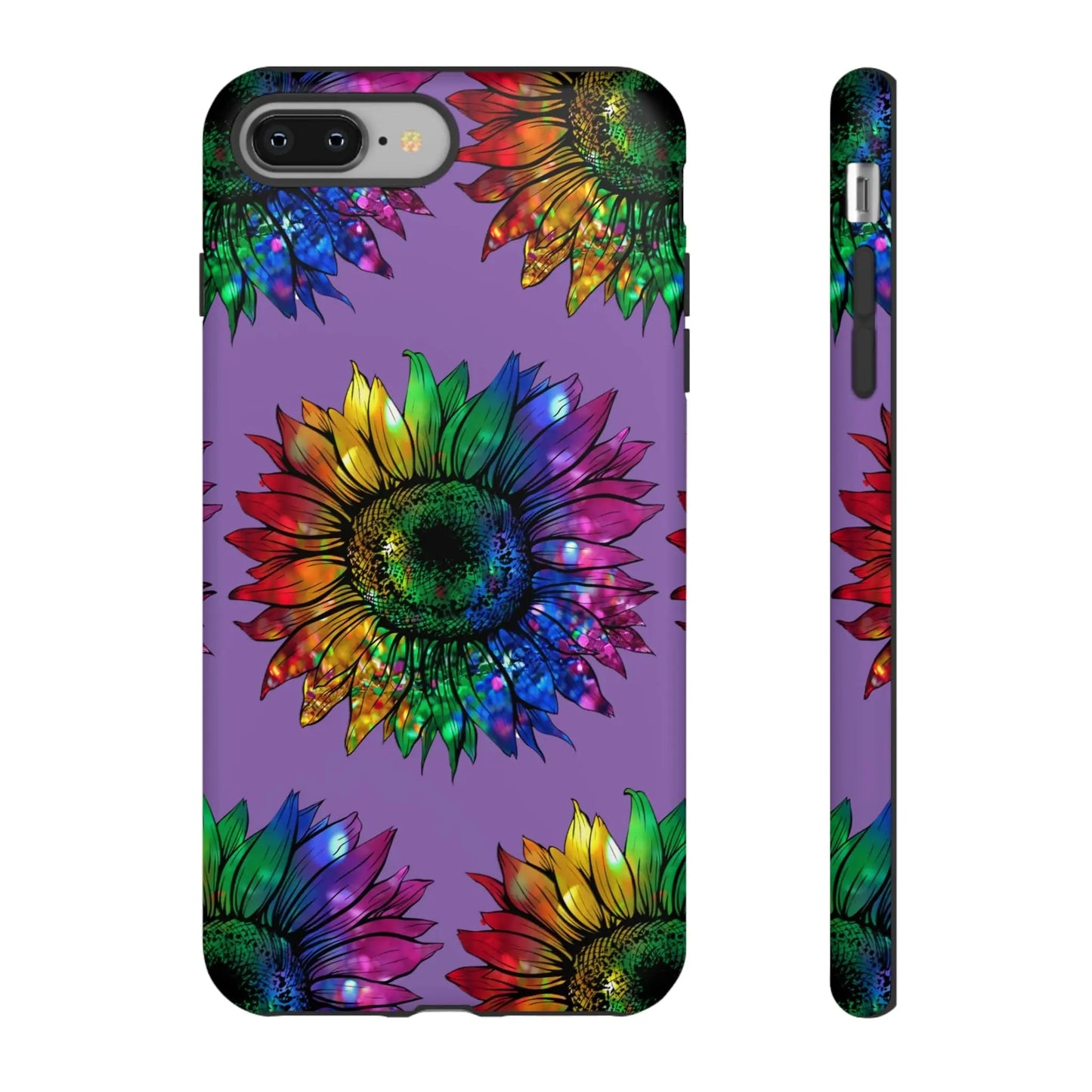 Jeweled Sunflower Rainbow in Purple Tough Phone Cases