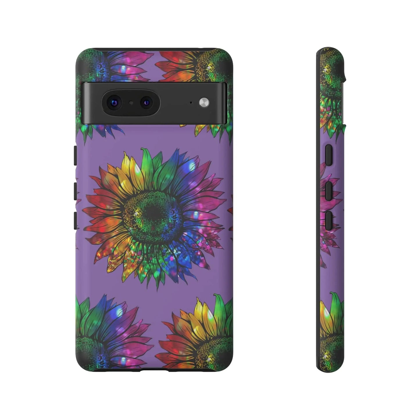 Jeweled Sunflower Rainbow in Purple Tough Phone Cases