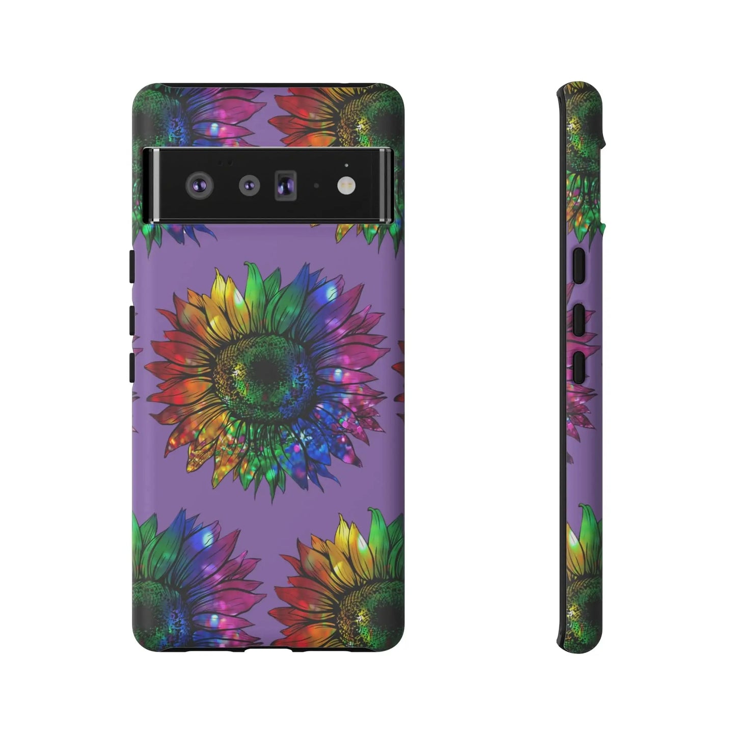 Jeweled Sunflower Rainbow in Purple Tough Phone Cases