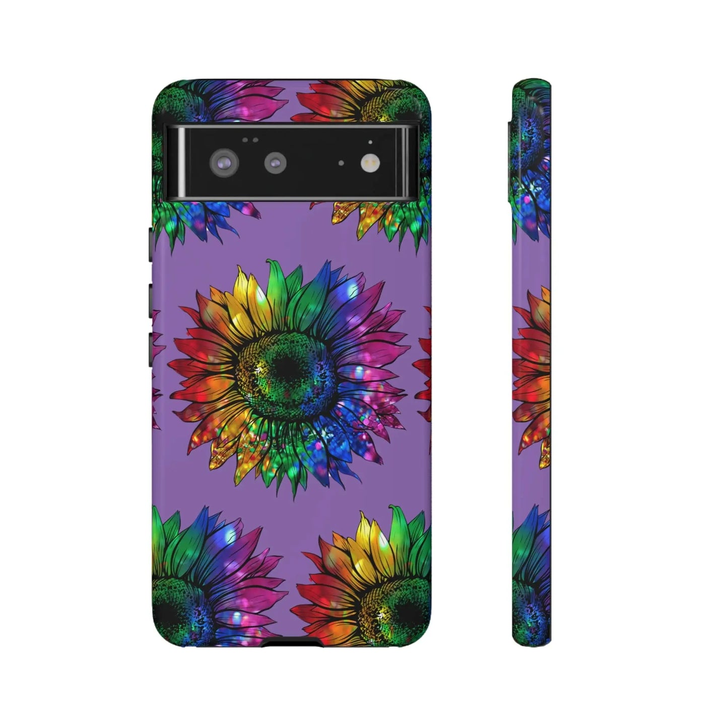 Jeweled Sunflower Rainbow in Purple Tough Phone Cases