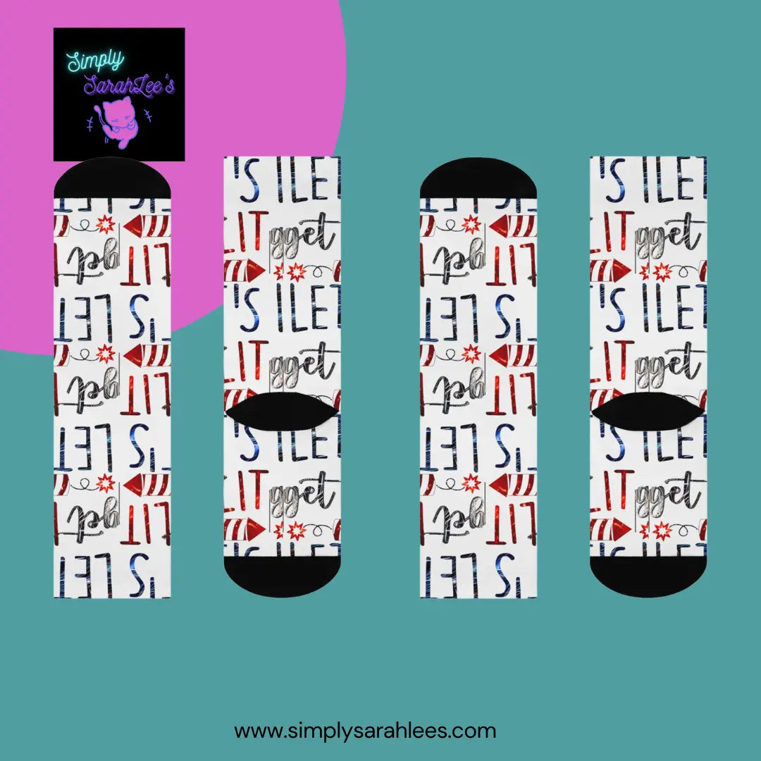 Let's Get Lit Memorial Day Cushioned Crew Socks Printify