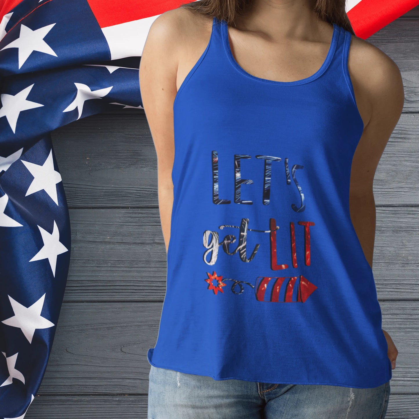 Let's Get Lit Memorial Day Women's Ideal Racerback Tank