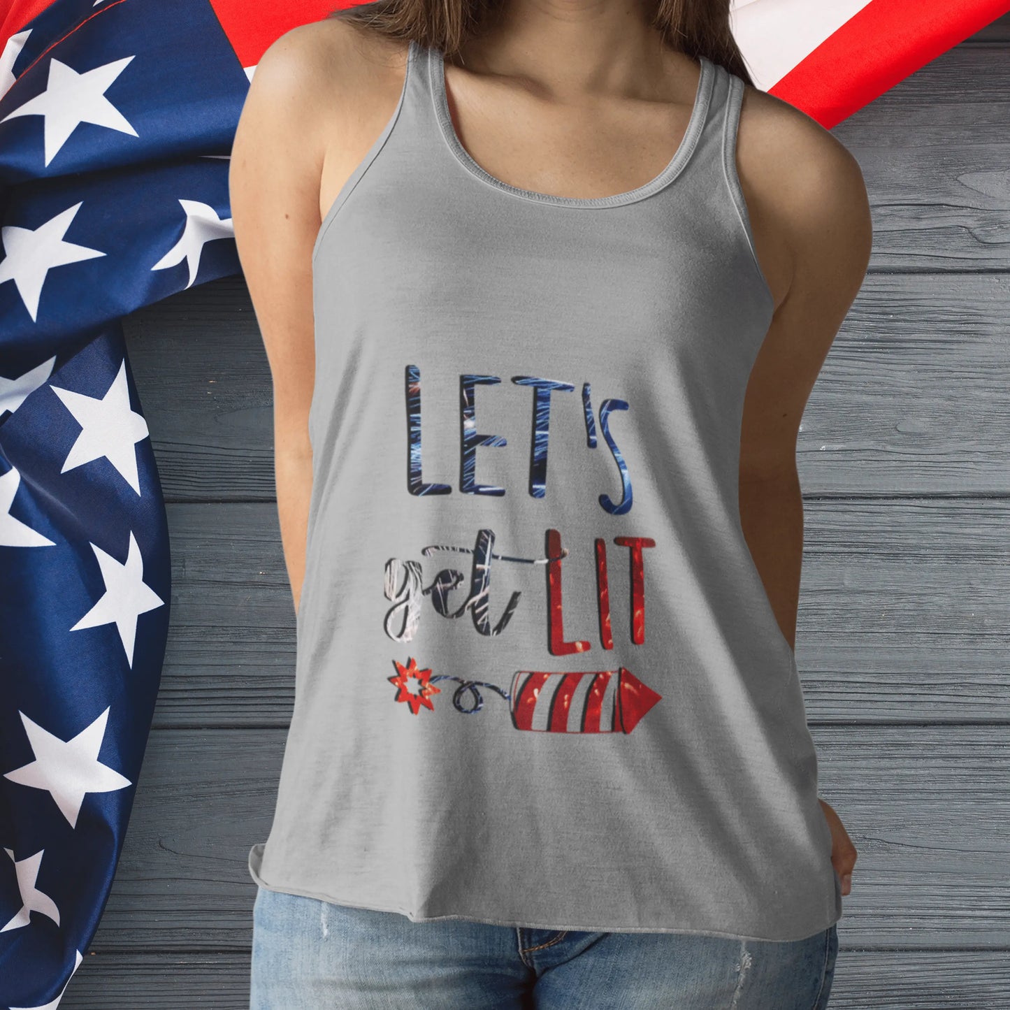 Let's Get Lit Memorial Day Women's Ideal Racerback Tank