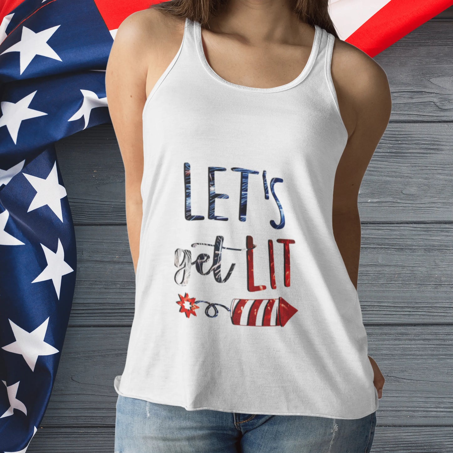 Let's Get Lit Memorial Day Women's Ideal Racerback Tank