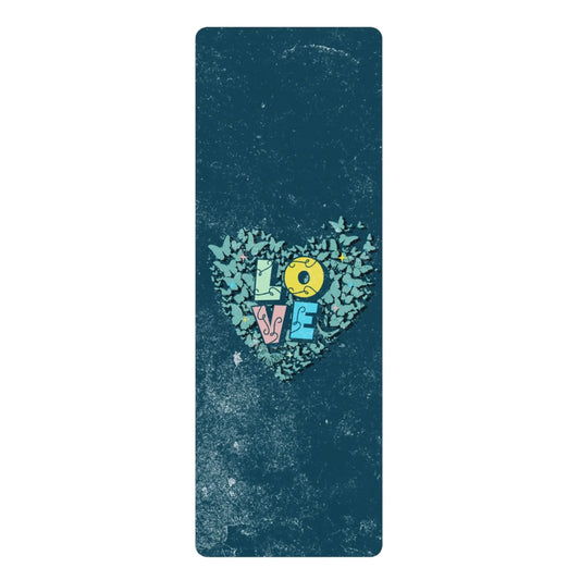 Love Heart butterfly Rubber Yoga Mat with grip