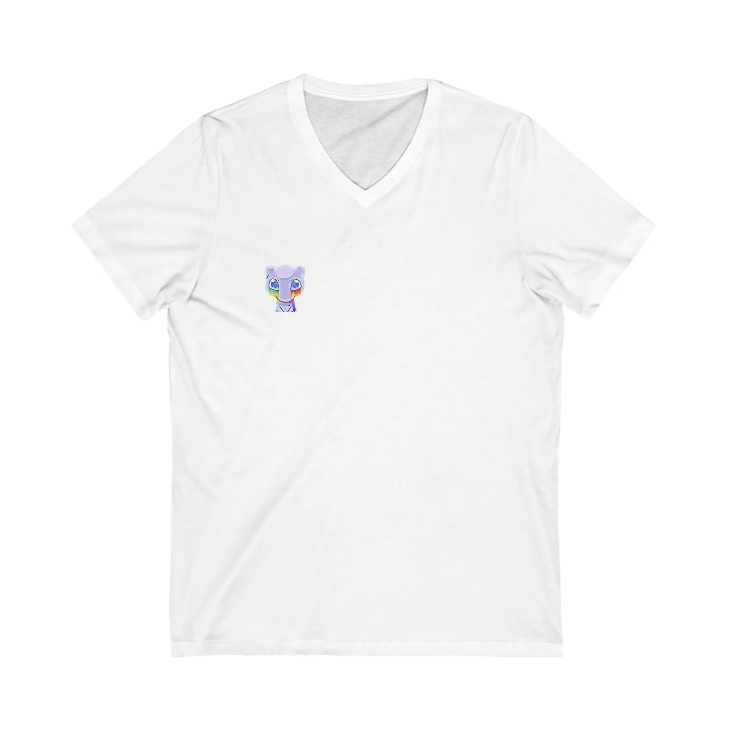 Mew Cry Rainbow Front and Back Unisex Jersey Short Sleeve V-Neck Tee White