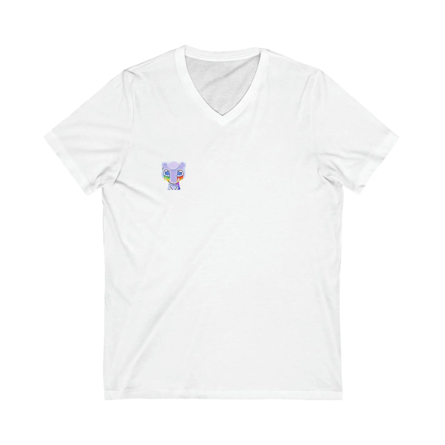 Mew Cry Rainbow Front and Back Unisex Jersey Short Sleeve V-Neck Tee White