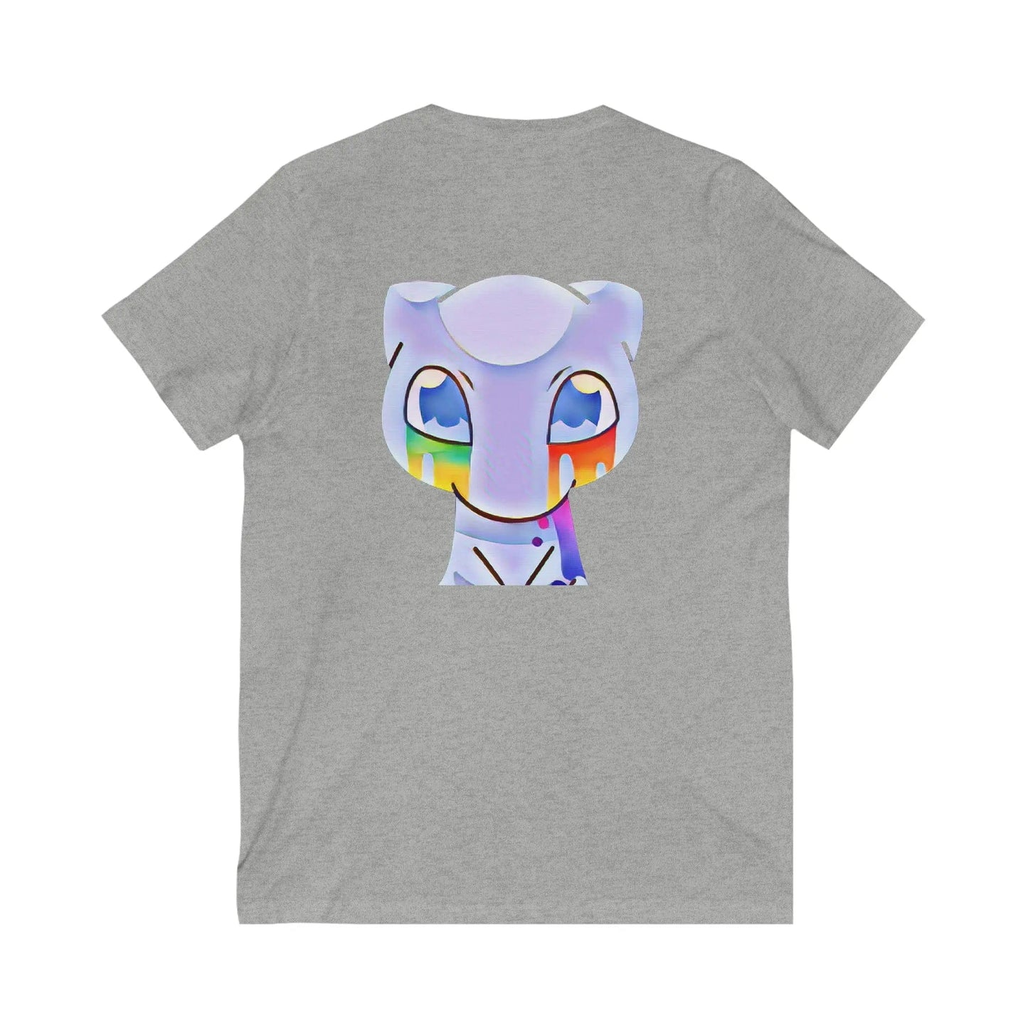 Mew Cry Rainbow Front and Back Unisex Jersey Short Sleeve V-Neck Tee