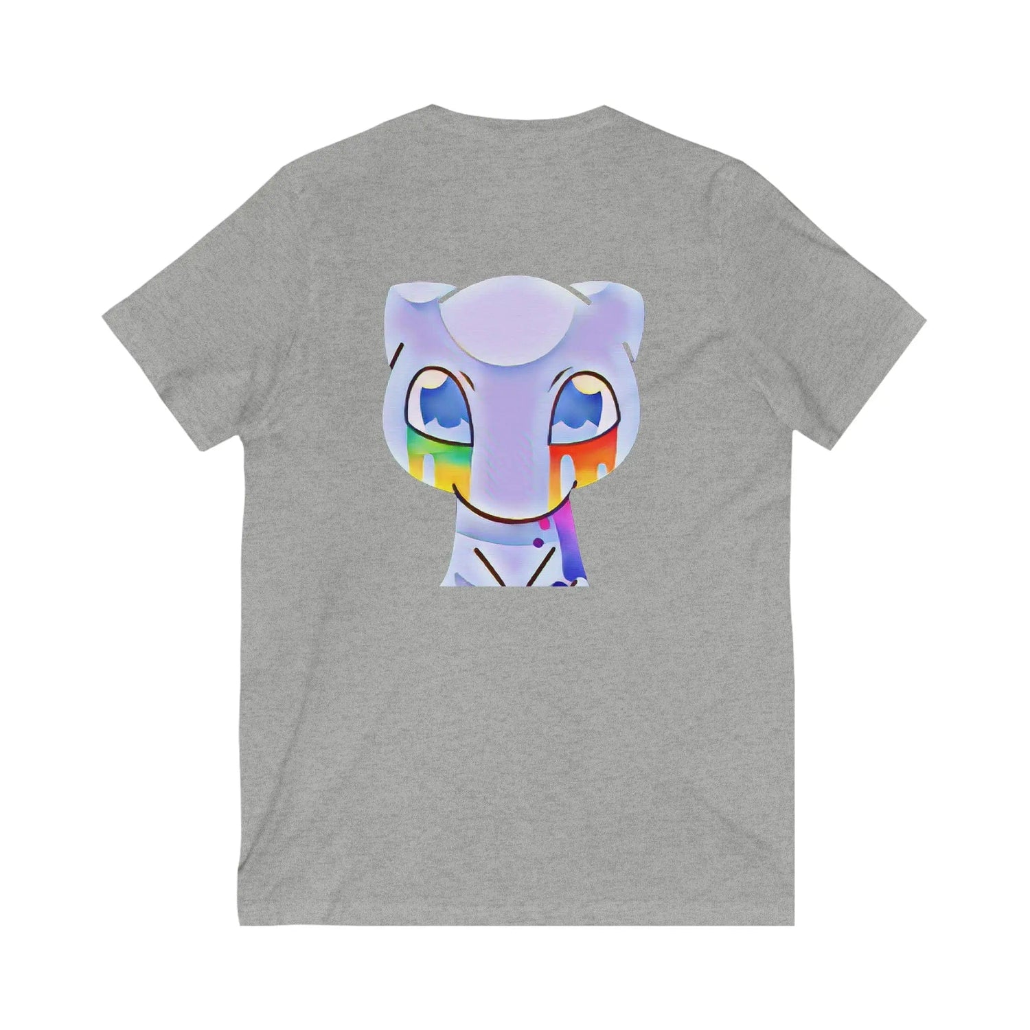 Mew Cry Rainbow Front and Back Unisex Jersey Short Sleeve V-Neck Tee