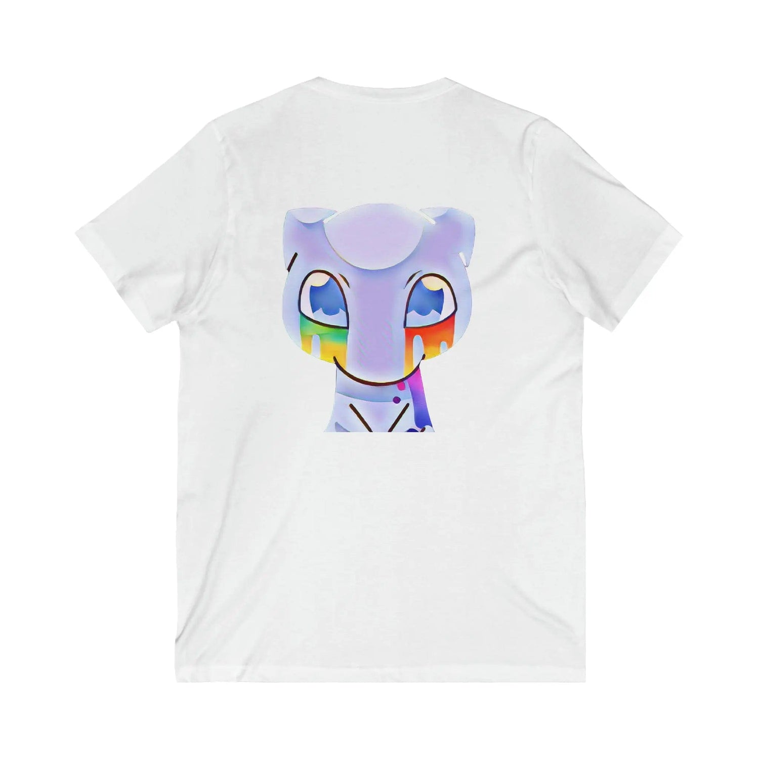 Mew Cry Rainbow Front and Back Unisex Jersey Short Sleeve V-Neck Tee