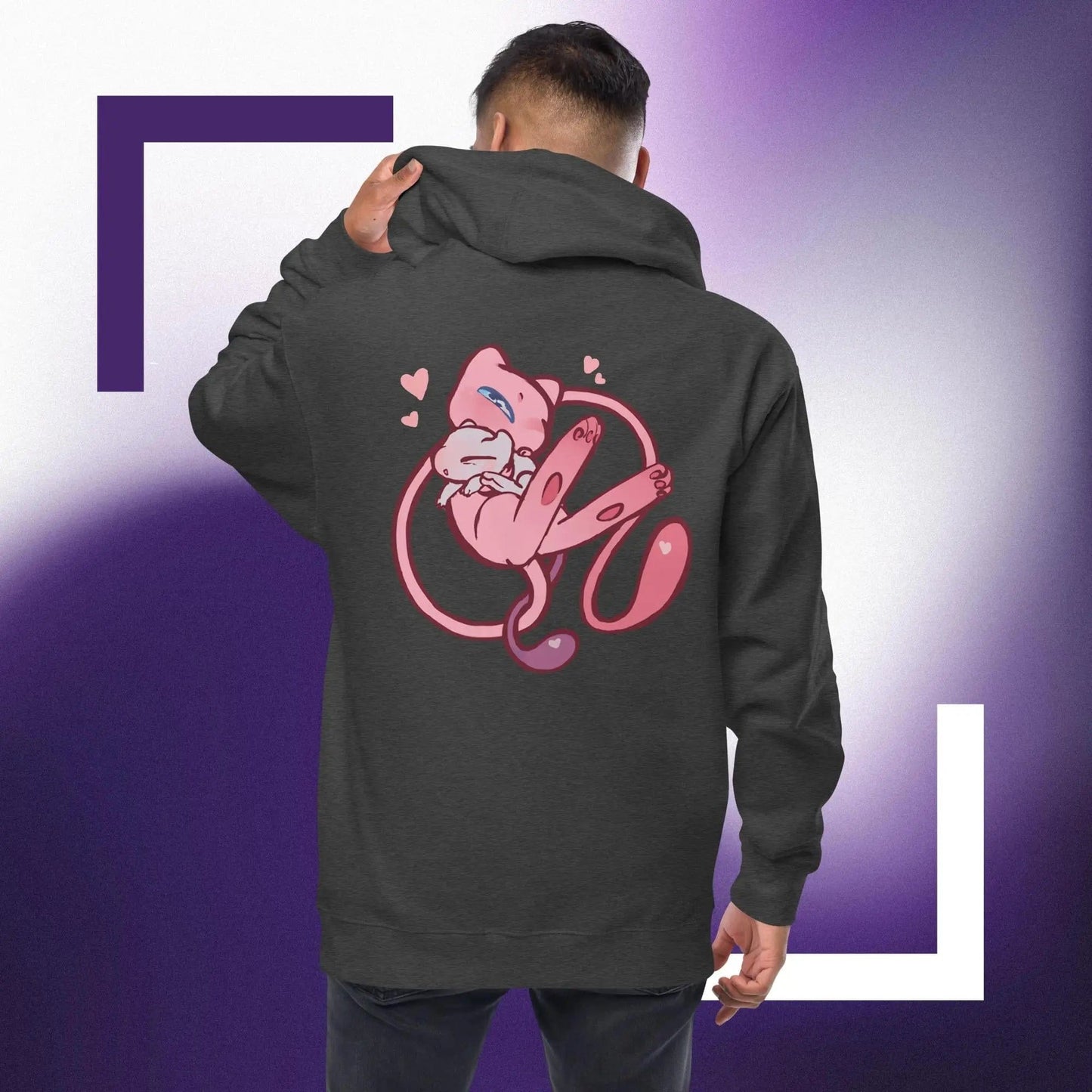 Mew Hugging babies Unisex fleece zip up hoodie Charcoal Heather