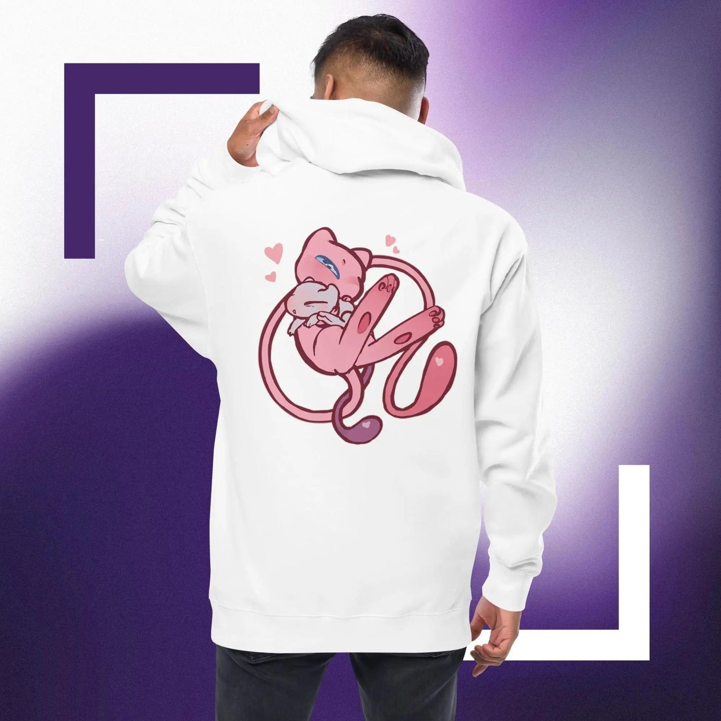 Mew Hugging babies Unisex fleece zip up hoodie White