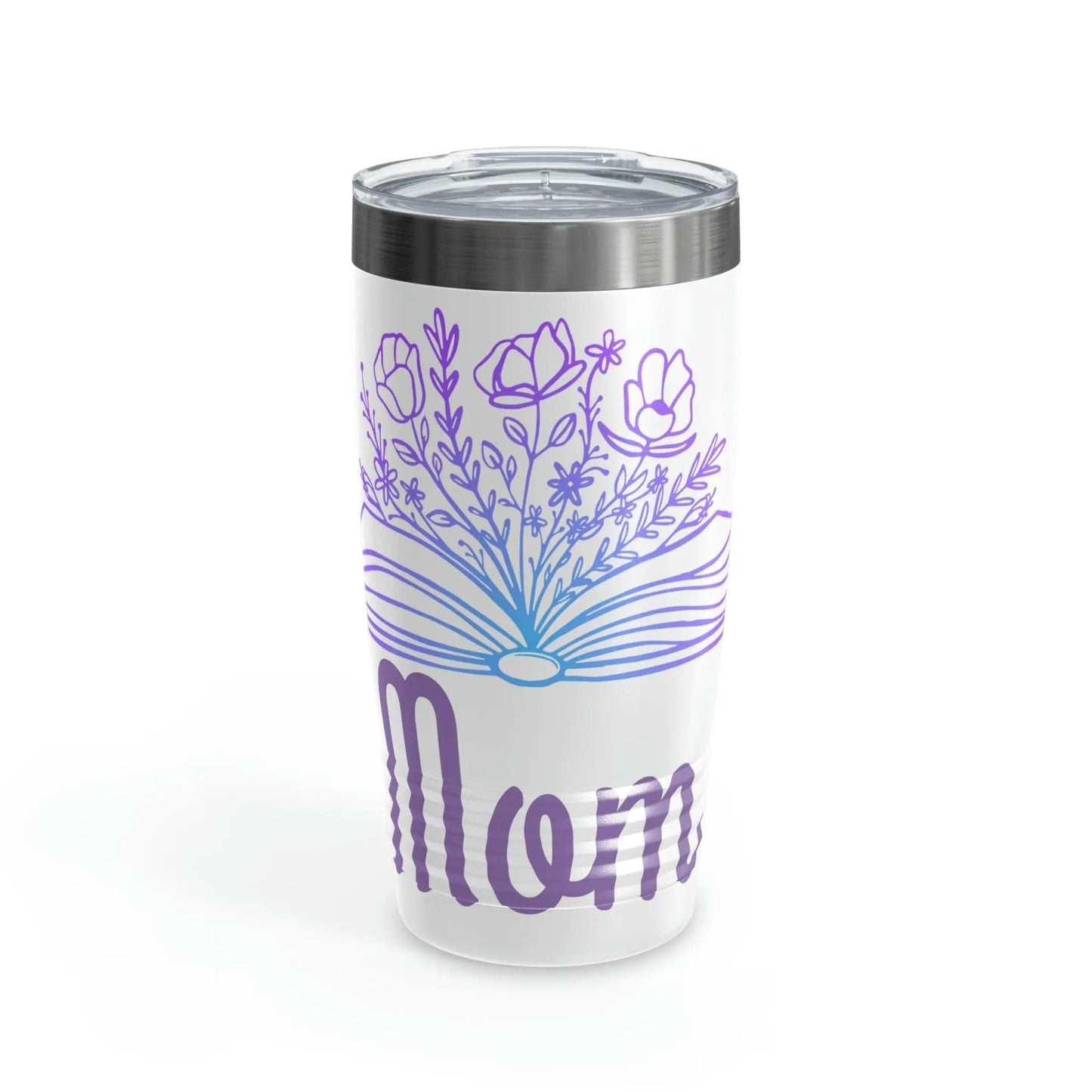 Mom loves books and flowers Ringneck Tumbler, 20oz 20oz White