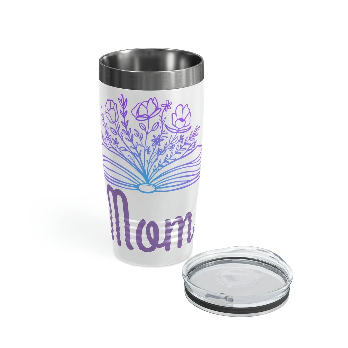 Mom loves books and flowers Ringneck Tumbler, 20oz