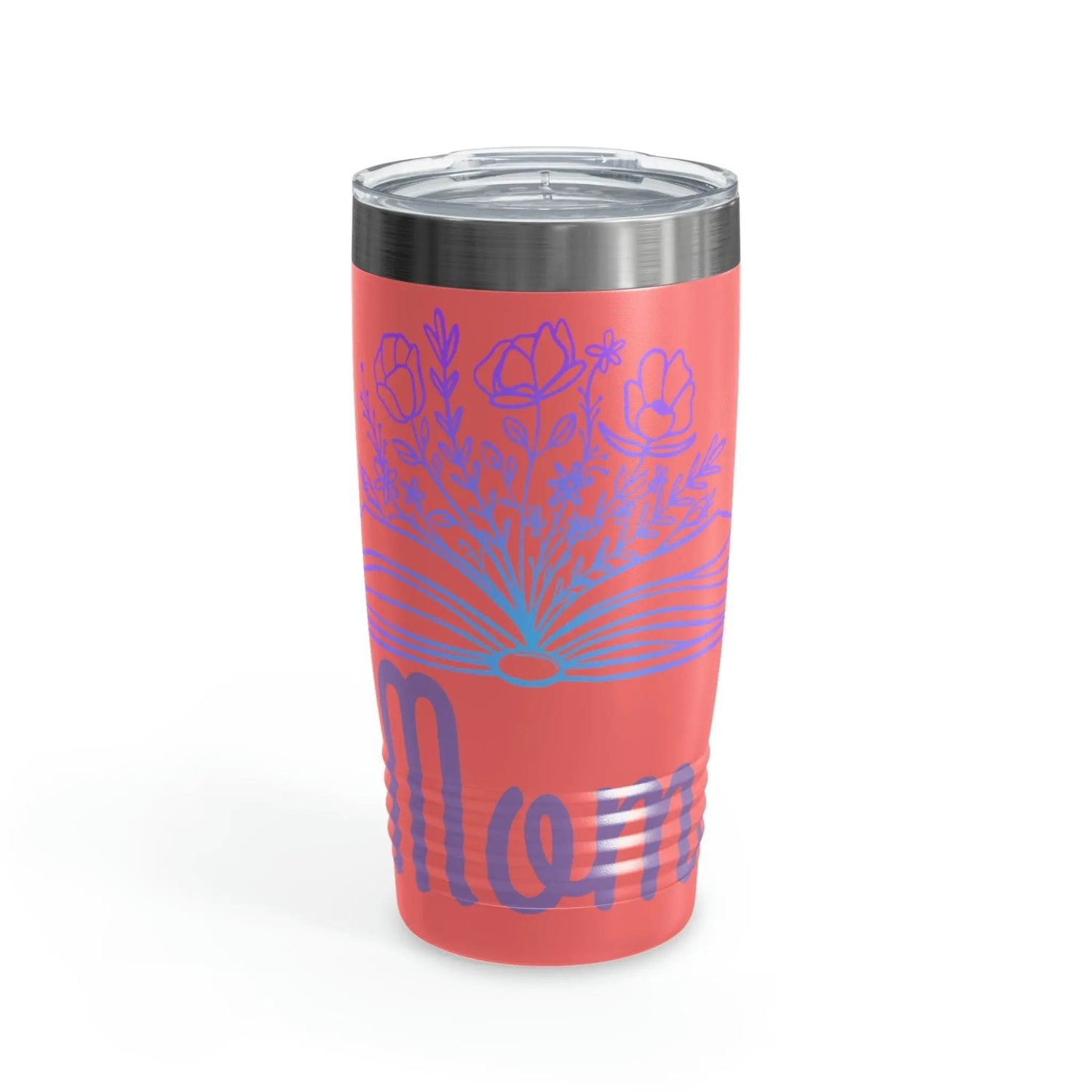 Mom loves books and flowers Ringneck Tumbler, 20oz 20oz Coral