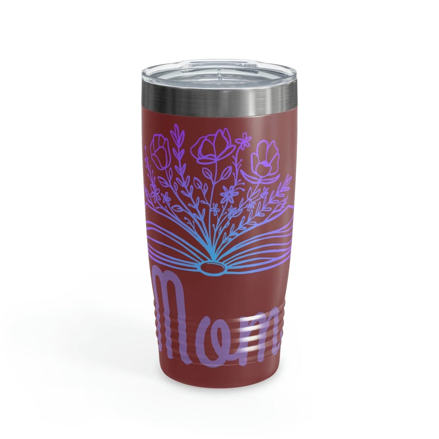 Mom loves books and flowers Ringneck Tumbler, 20oz 20oz Maroon