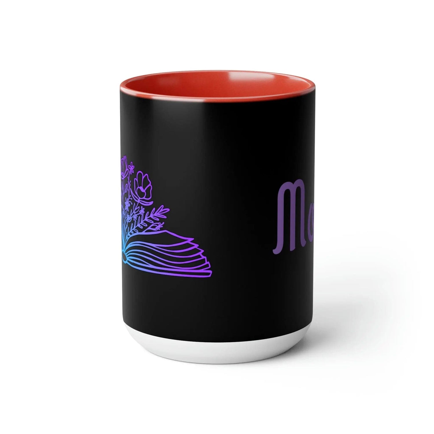 Mom loves books and flowers Two-Tone Coffee Mugs, 15oz