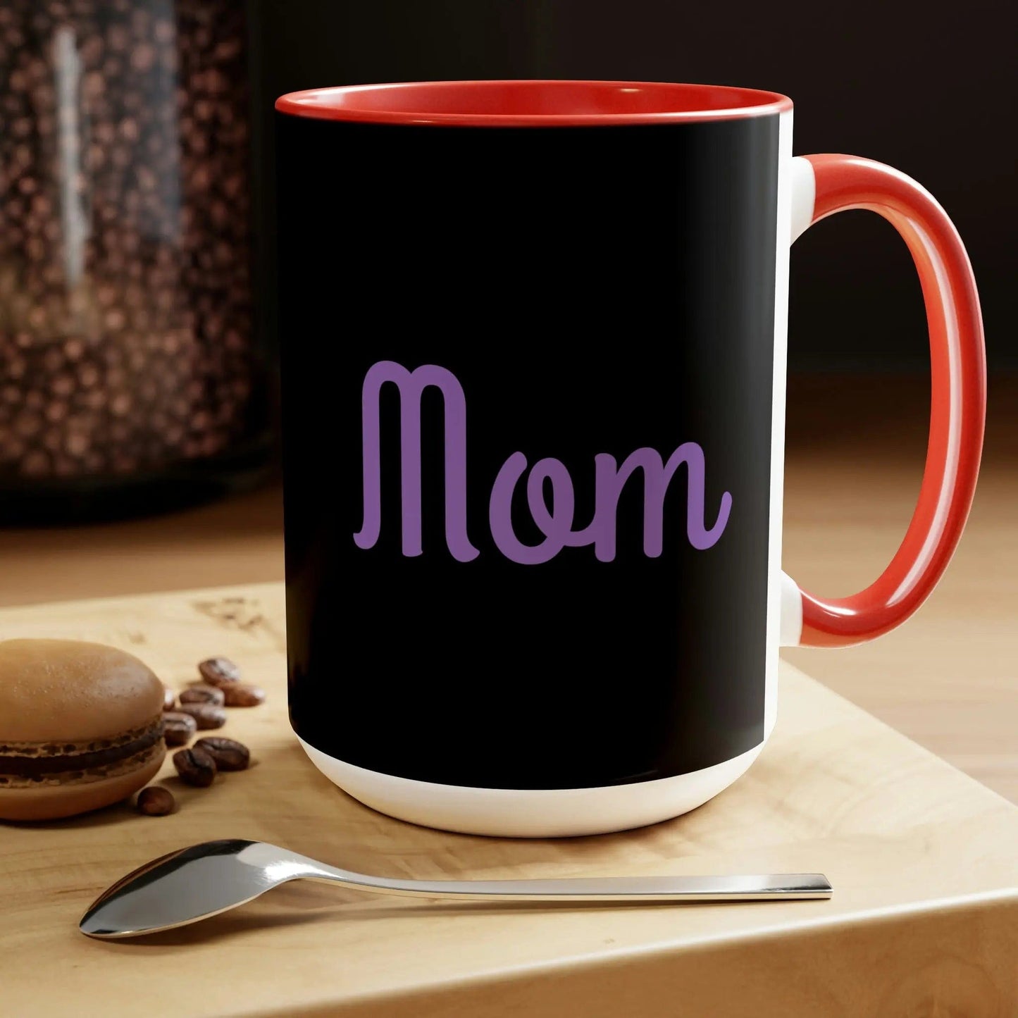 Mom loves books and flowers Two-Tone Coffee Mugs, 15oz