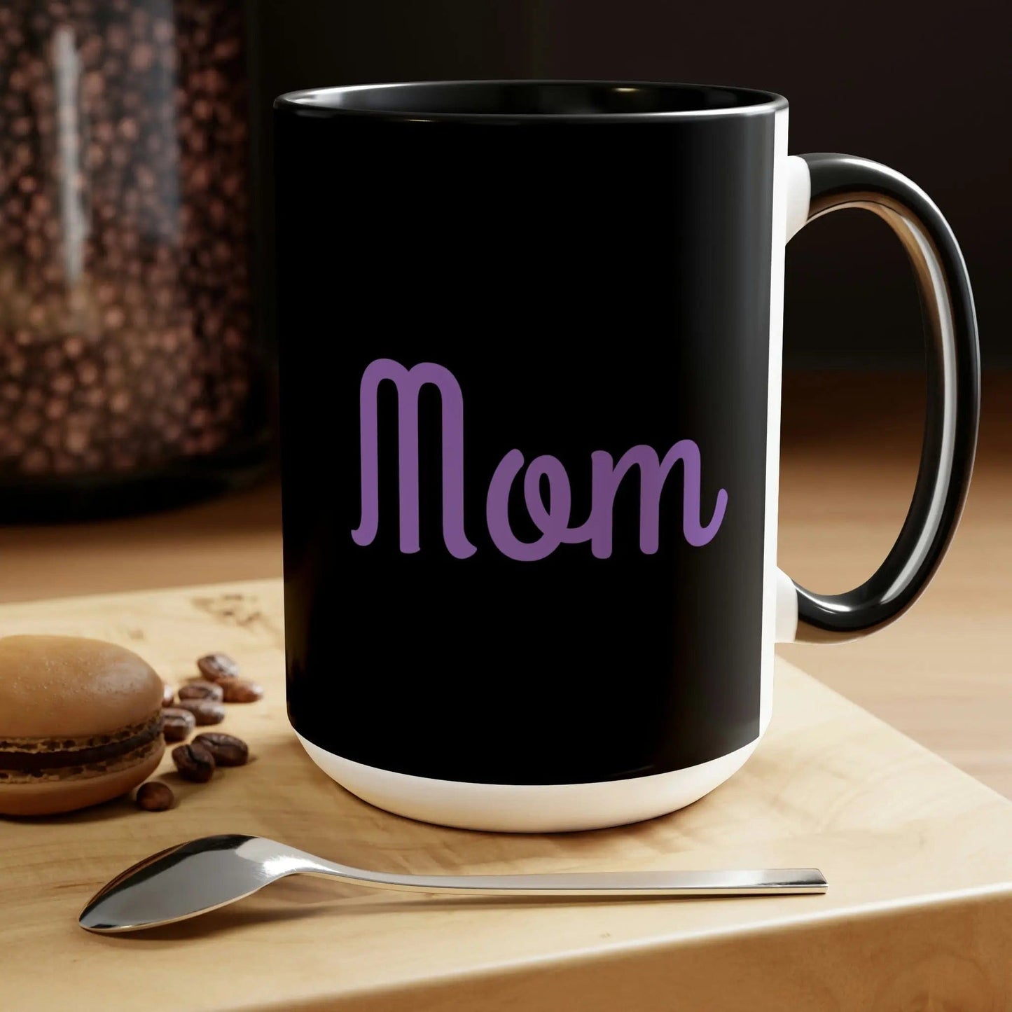 Mom loves books and flowers Two-Tone Coffee Mugs, 15oz