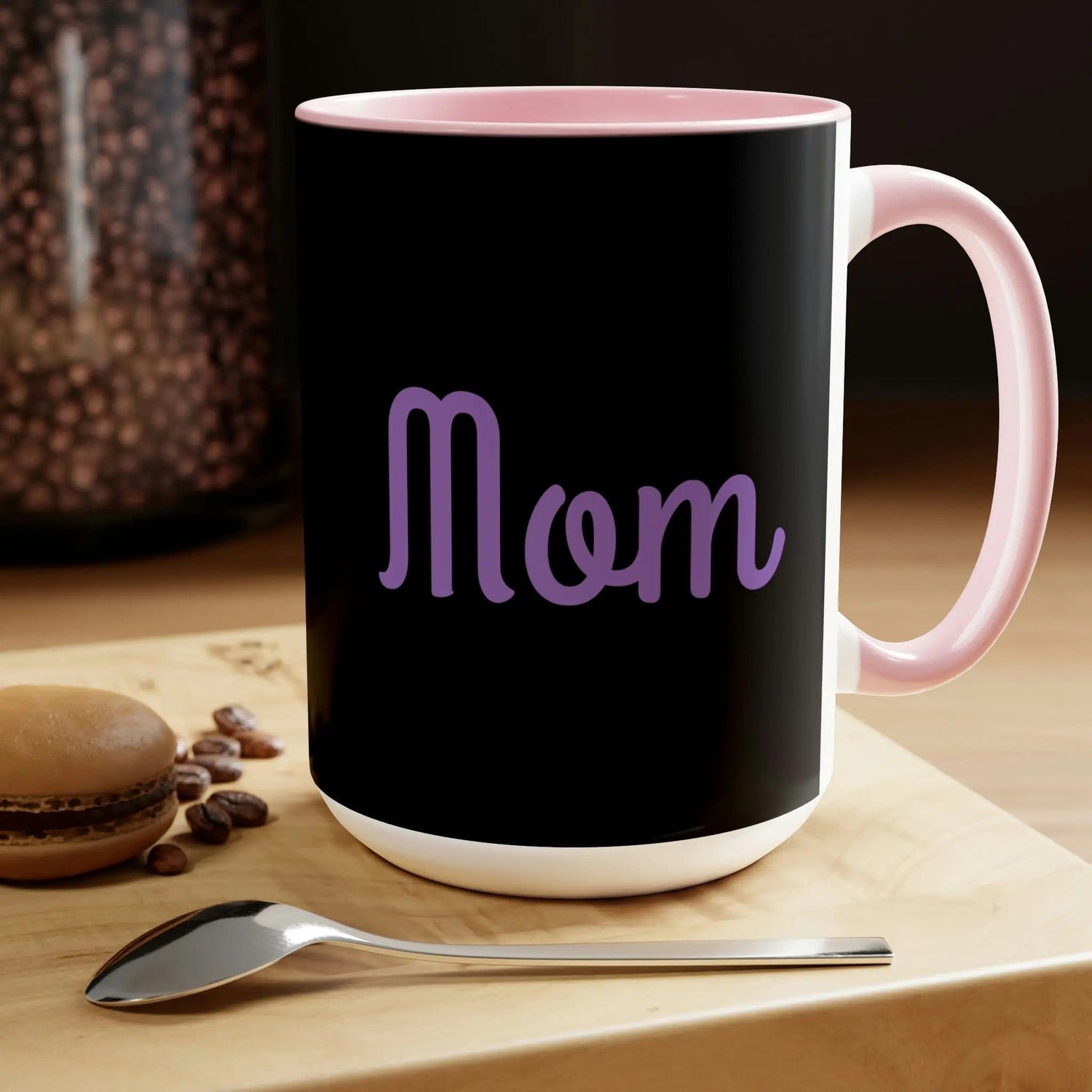 Mom loves books and flowers Two-Tone Coffee Mugs, 15oz