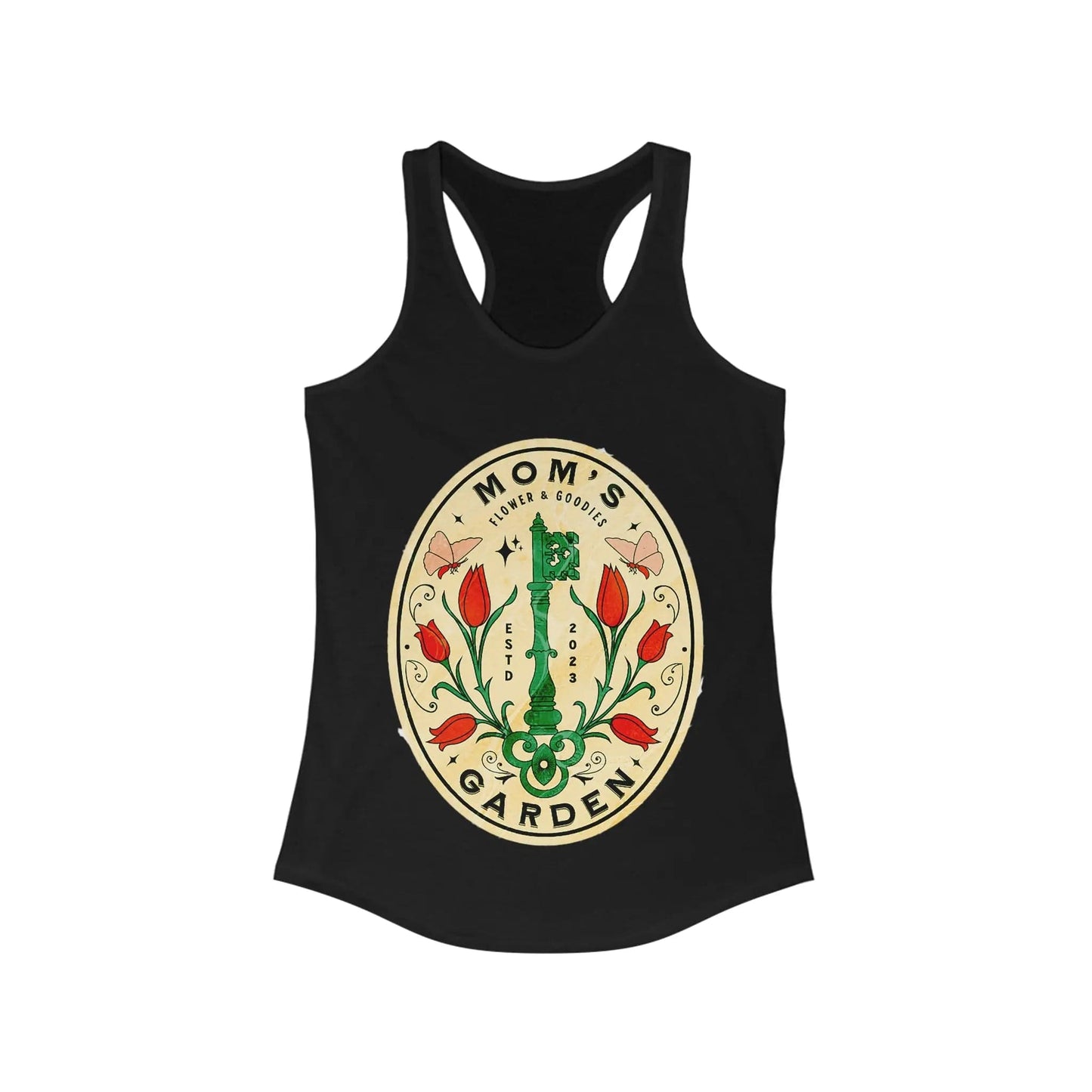 Mom's Garden sign tanktop Women's Ideal Racerback Tank Solid Black