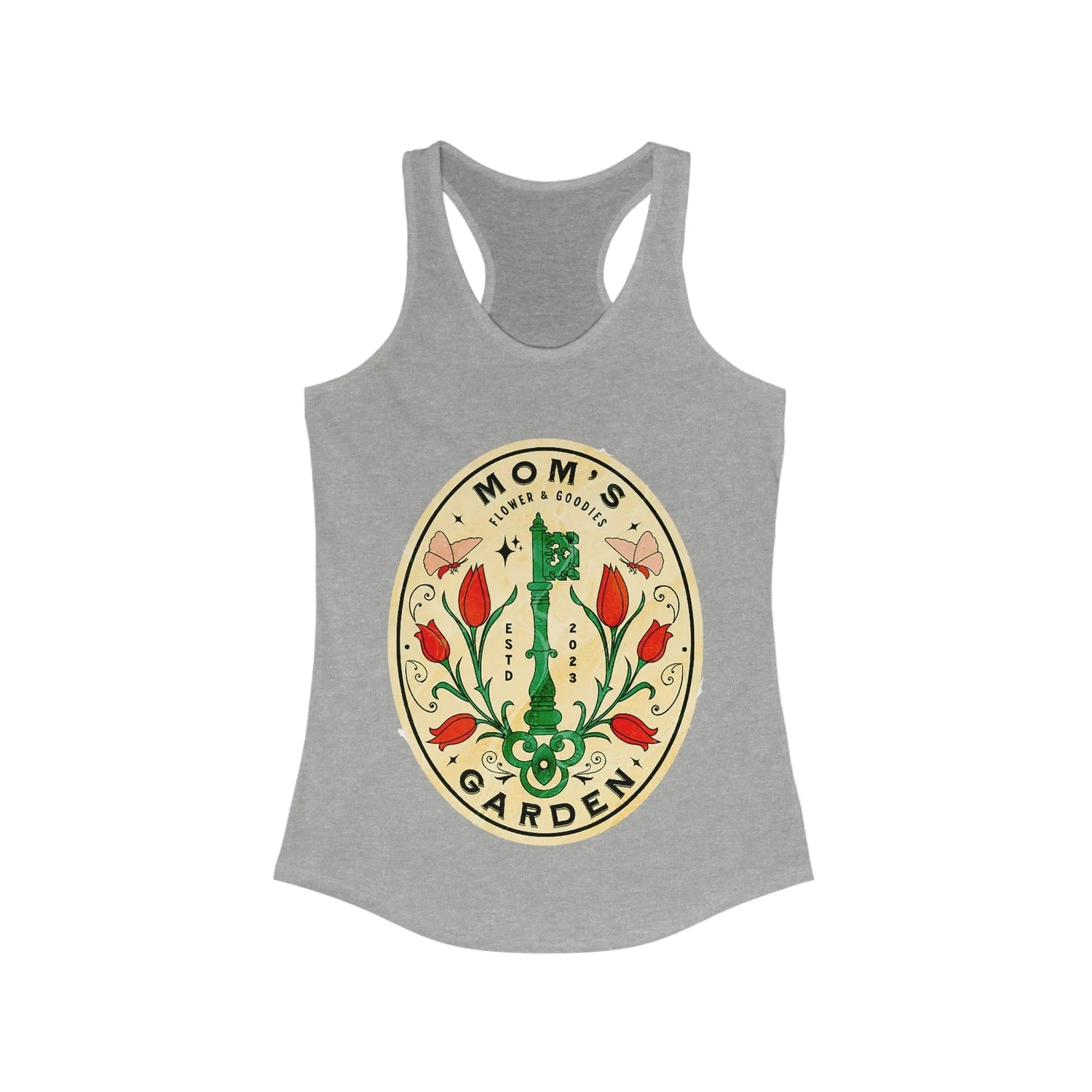 Mom's Garden sign tanktop Women's Ideal Racerback Tank Heather Grey