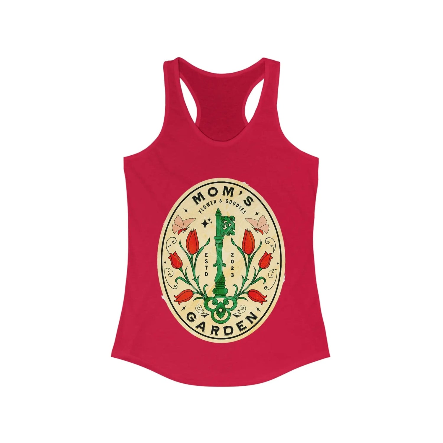 Mom's Garden sign tanktop Women's Ideal Racerback Tank Solid Red