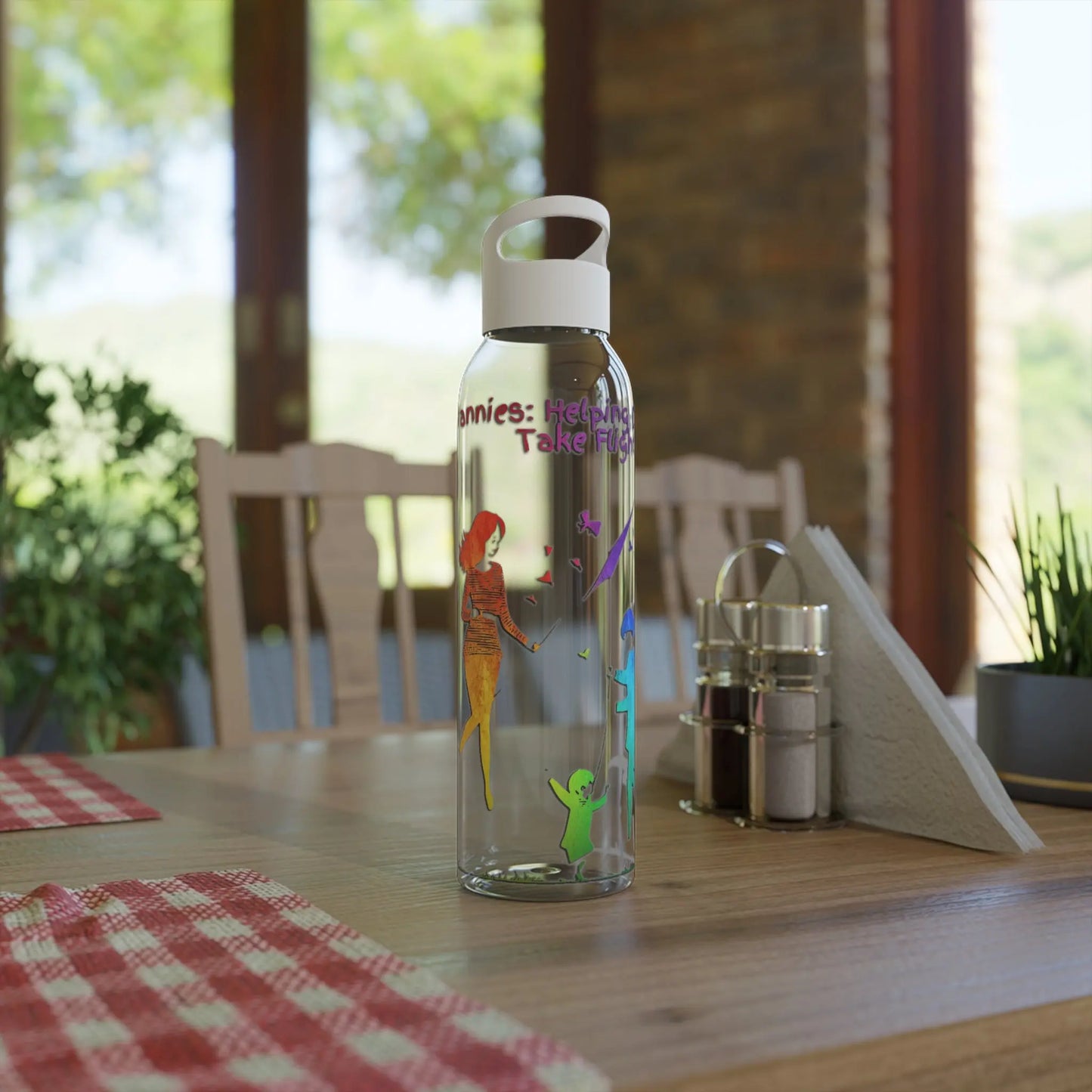 Nannies: Helping Dreams Take Flight Sky Water Bottle Printify