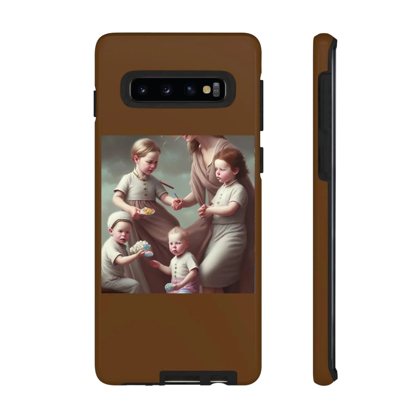 Nanny Caregiver Oil Painting with kids Tough Phone Cases