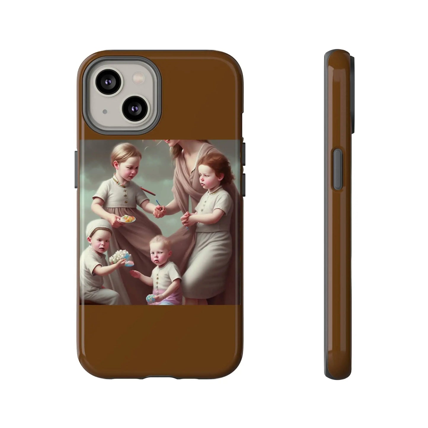 Nanny Caregiver Oil Painting with kids Tough Phone Cases