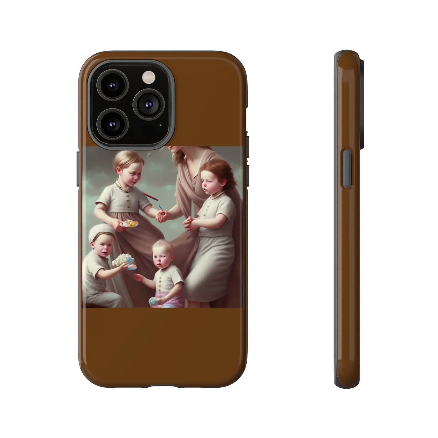 Nanny Caregiver Oil Painting with kids Tough Phone Cases