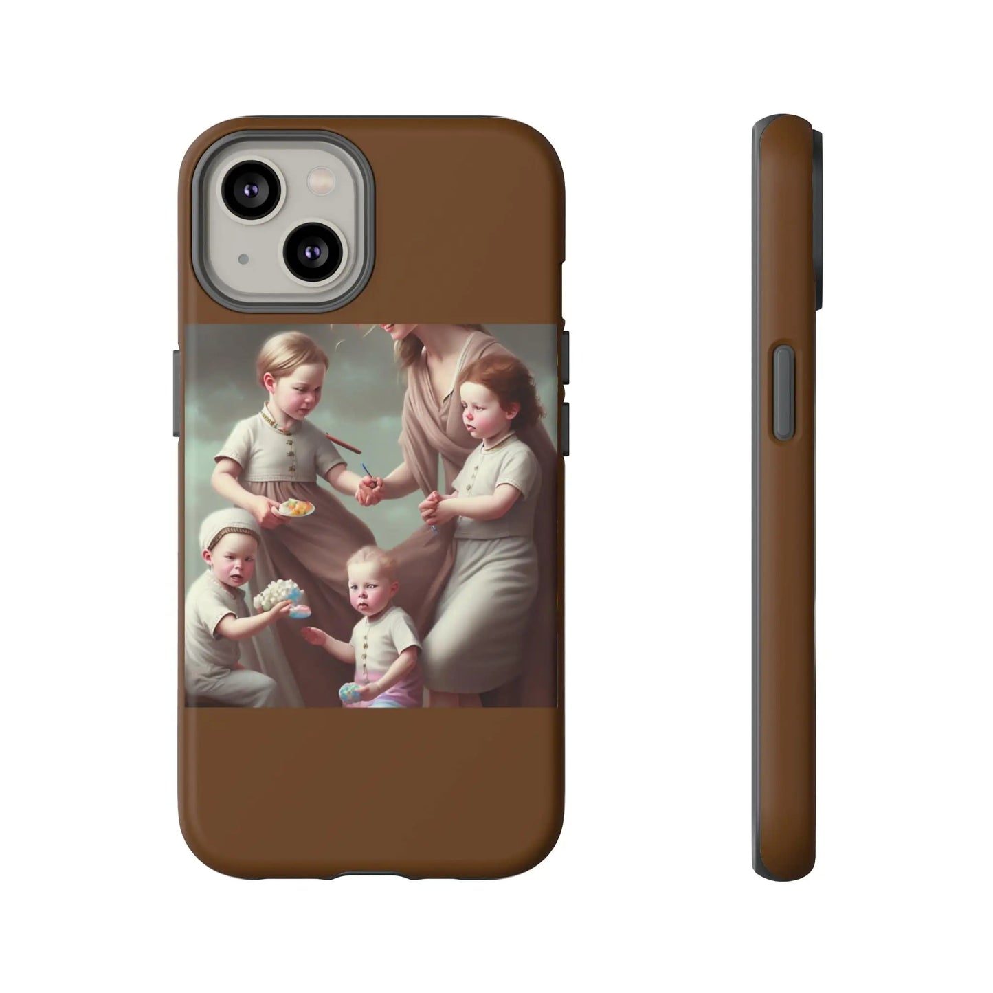 Nanny Caregiver Oil Painting with kids Tough Phone Cases