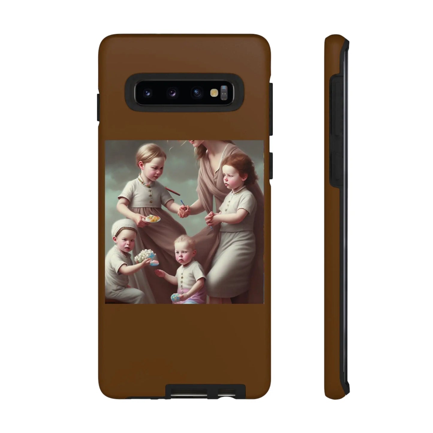 Nanny Caregiver Oil Painting with kids Tough Phone Cases