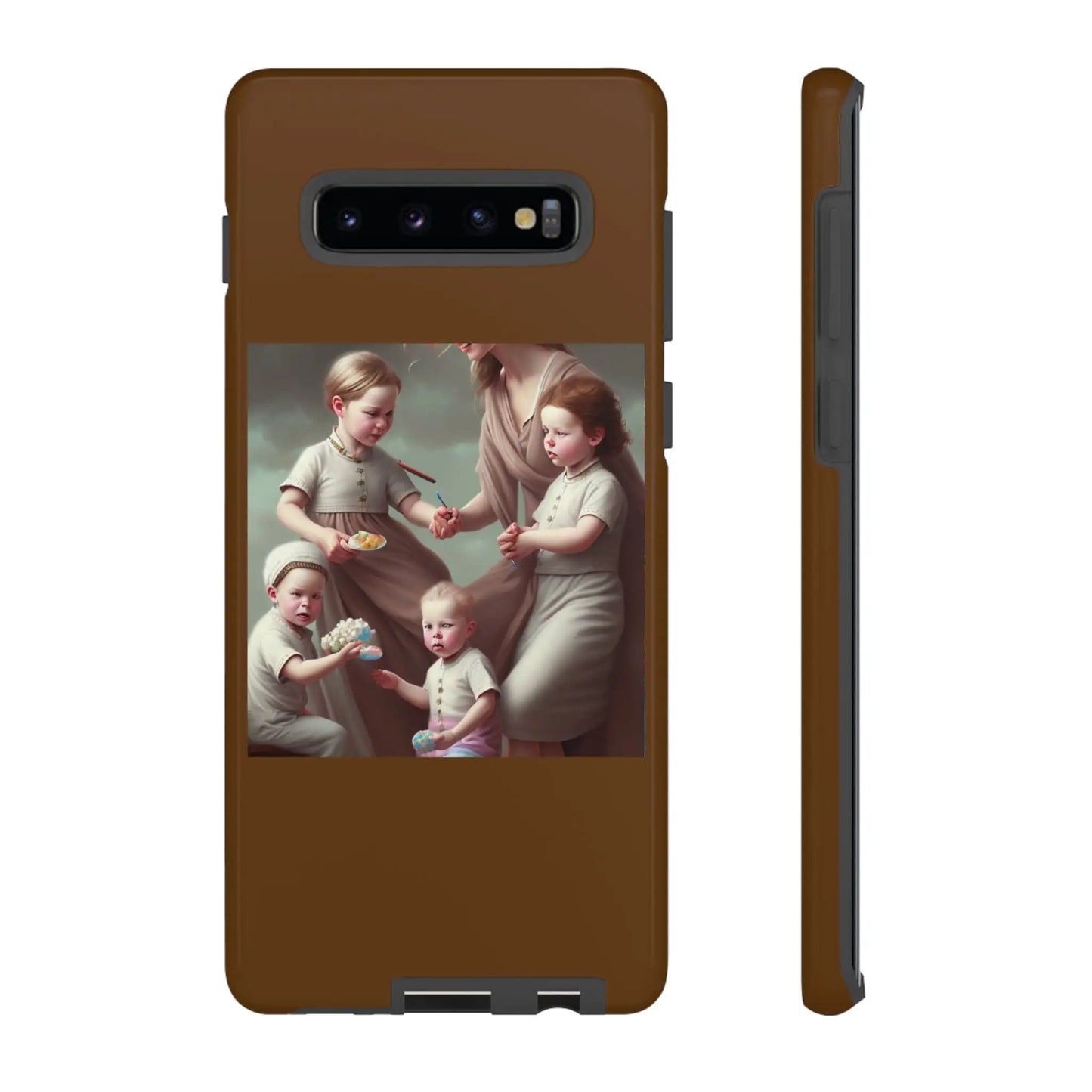 Nanny Caregiver Oil Painting with kids Tough Phone Cases