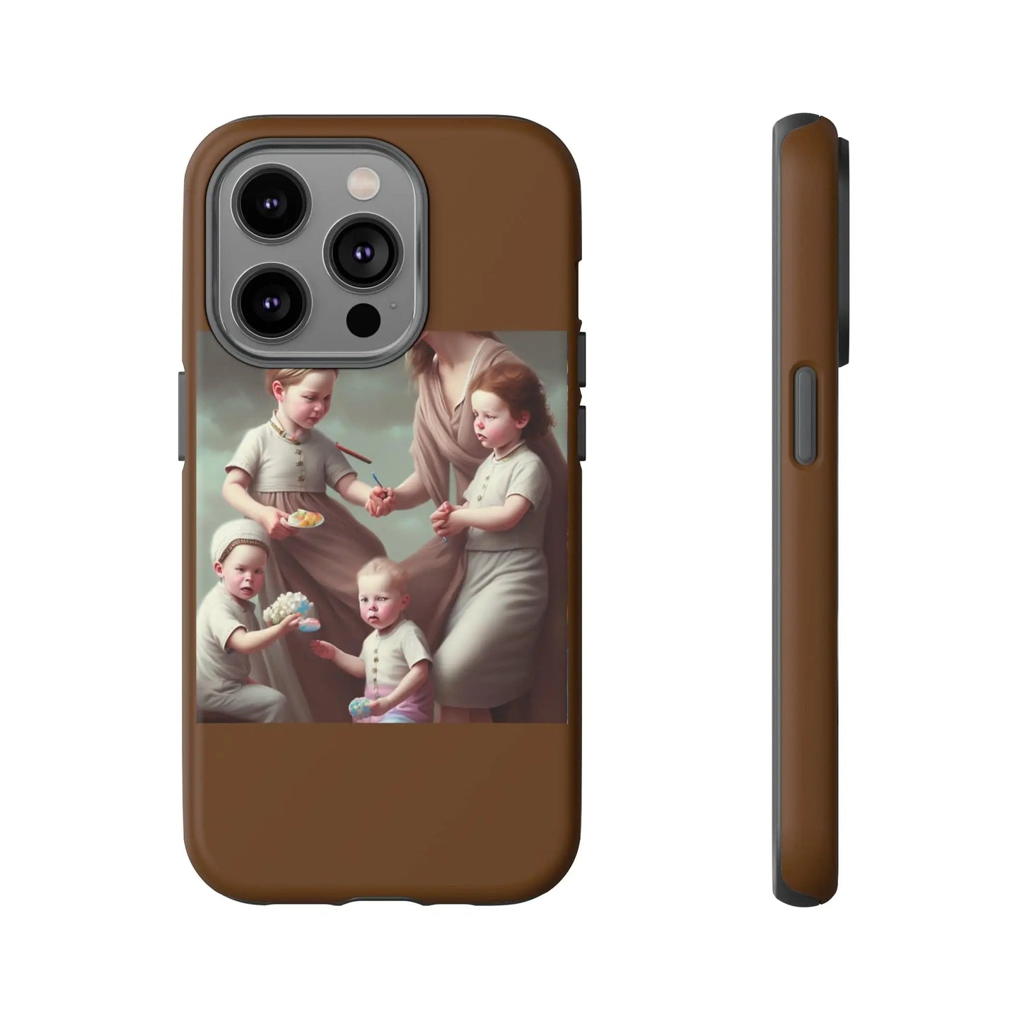 Nanny Caregiver Oil Painting with kids Tough Phone Cases