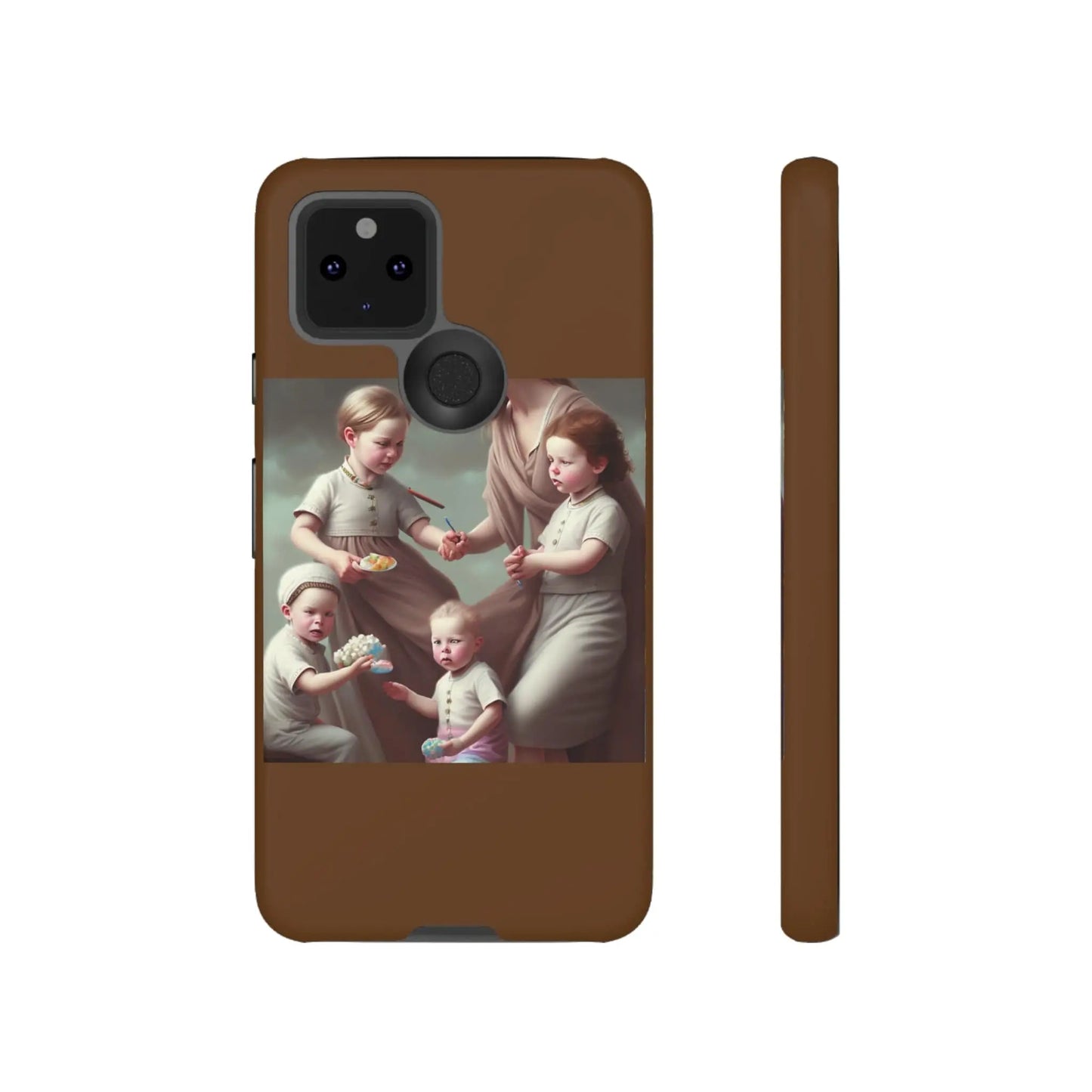 Nanny Caregiver Oil Painting with kids Tough Phone Cases